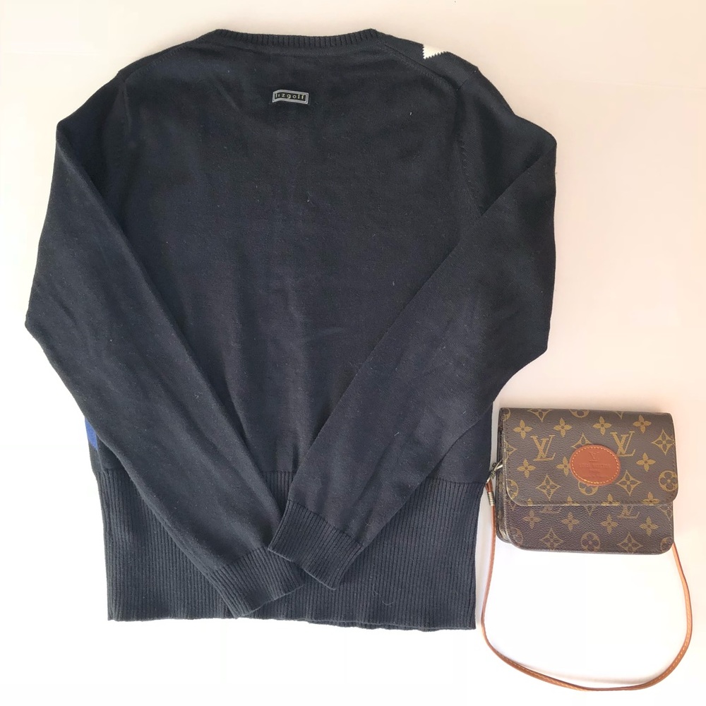 Liz Golf Black & Blue Diamond Argyle Knit Sweater - Picture 5 of 5